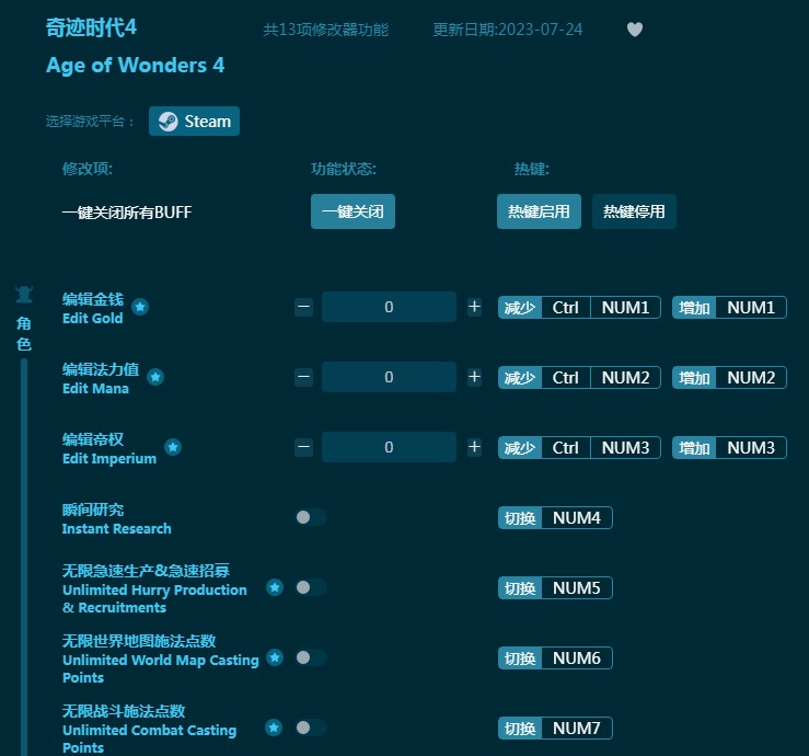 奇迹世代4十三项修改器